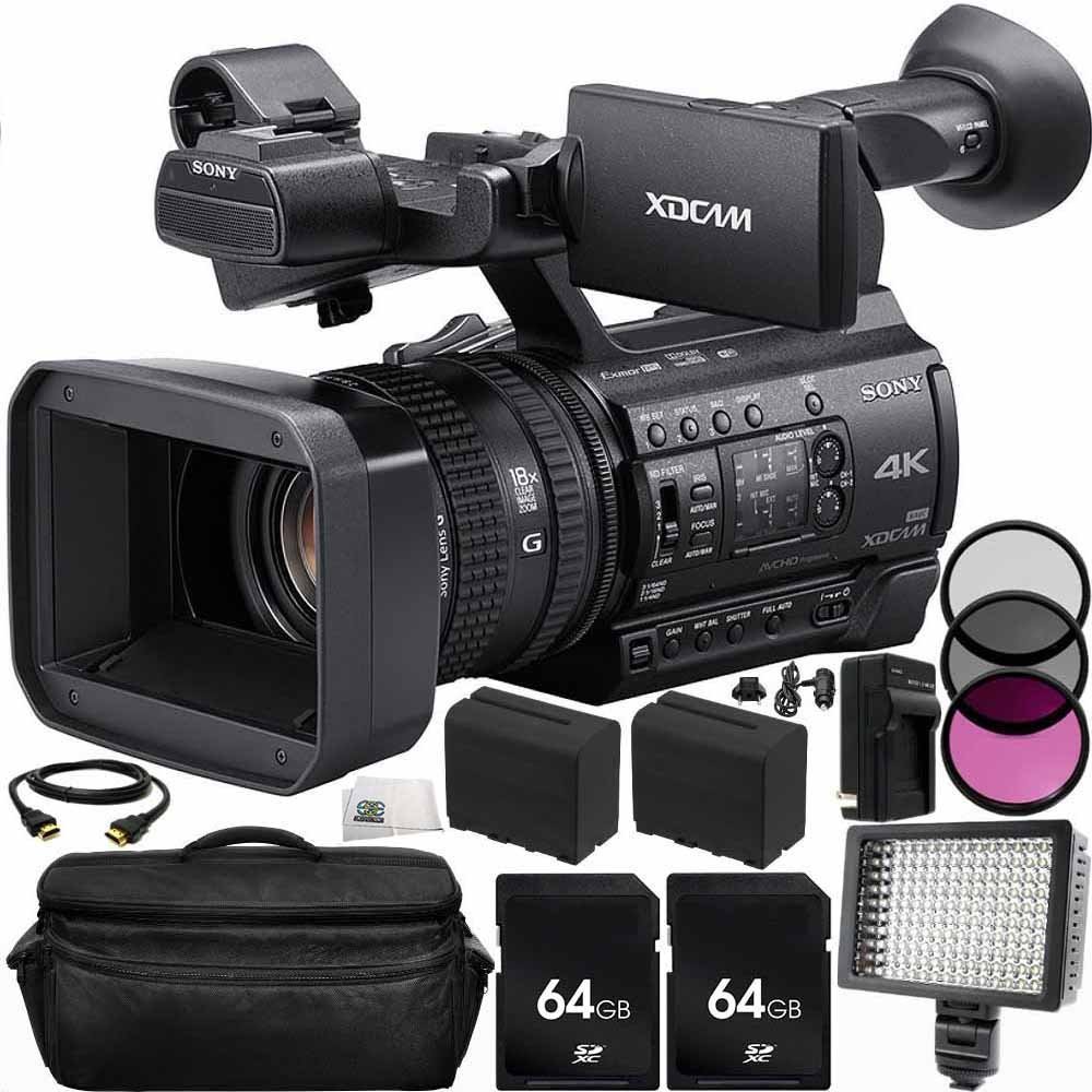 Image of Sony PXW-Z150 4K XDCAM Camcorder 64GB Bundle 14PC Accessory Kit. Includes 2 SanDisk Extreme PRO 64GB SDXC Memory Cards + 2 Replacement F970 Batteries + AC/DC Rapid Home & Travel Charger + MORE