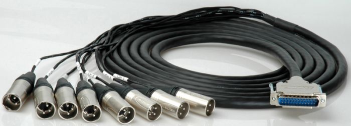 Sescom Built Mogami Digital 25Pin DSub Male to 8 XLR Male Audio Cable with 24 inch Fanouts - Tascam-Digi - 10 Foot
