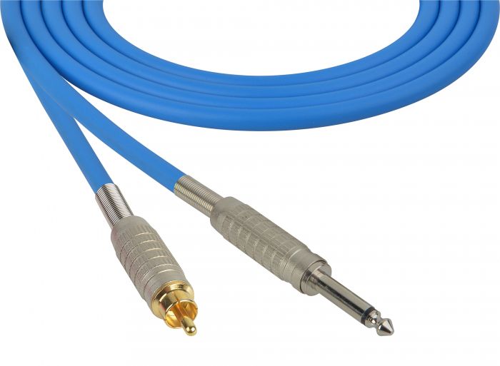 Belden Star-Quad Audio Cable 1/4 TS Male to RCA Male 100 Foot - Blue