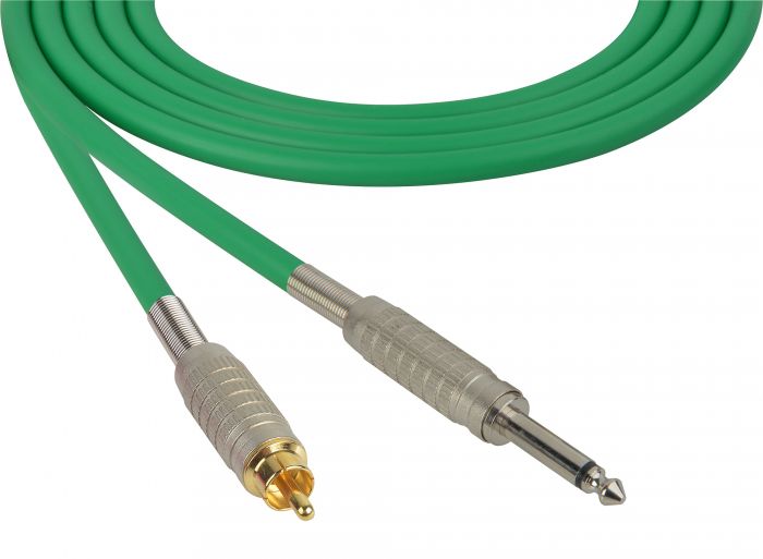 Belden Star-Quad Audio Cable 1/4 TS Male to RCA Male 100 Foot - Green