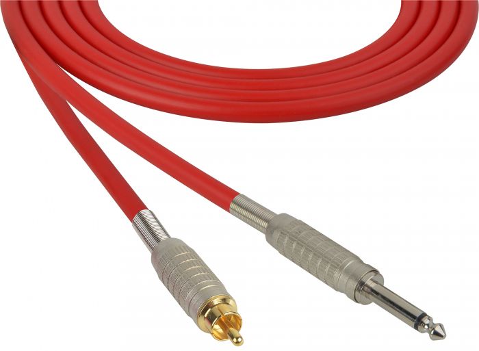 Belden Star-Quad Audio Cable 1/4 TS Male to RCA Male 100 Foot - Red