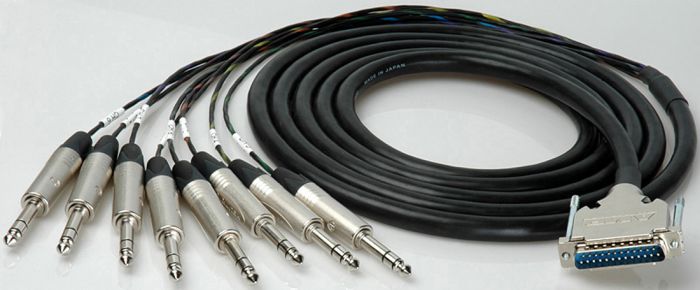 Sescom Built Mogami 8 Channel Analog 25Pin DSub Male to 8 TRS Male Audio Cable with 24 inch Fanouts- 25 Foot