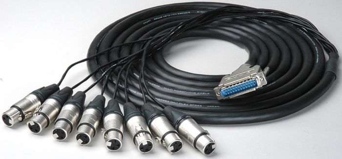 Sescom Built Canare Analog 25Pin Dsub Male to 8 XLR Female Audio Cable with 24 inch Fanouts - 50 Foot