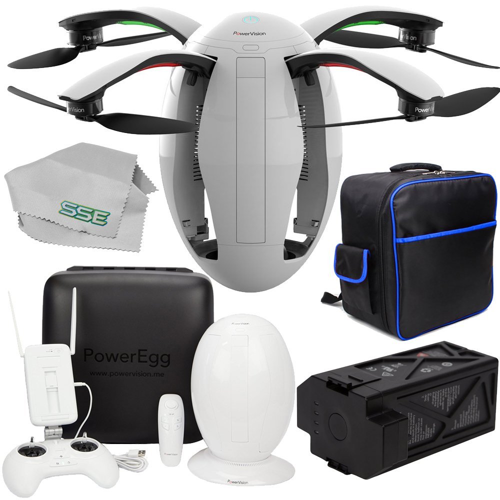 PowerVision PowerEgg Drone with 360 Panoramic 4K HD Camera and 3-axis Gimbal with Maestro Backpack Starters Bundle 