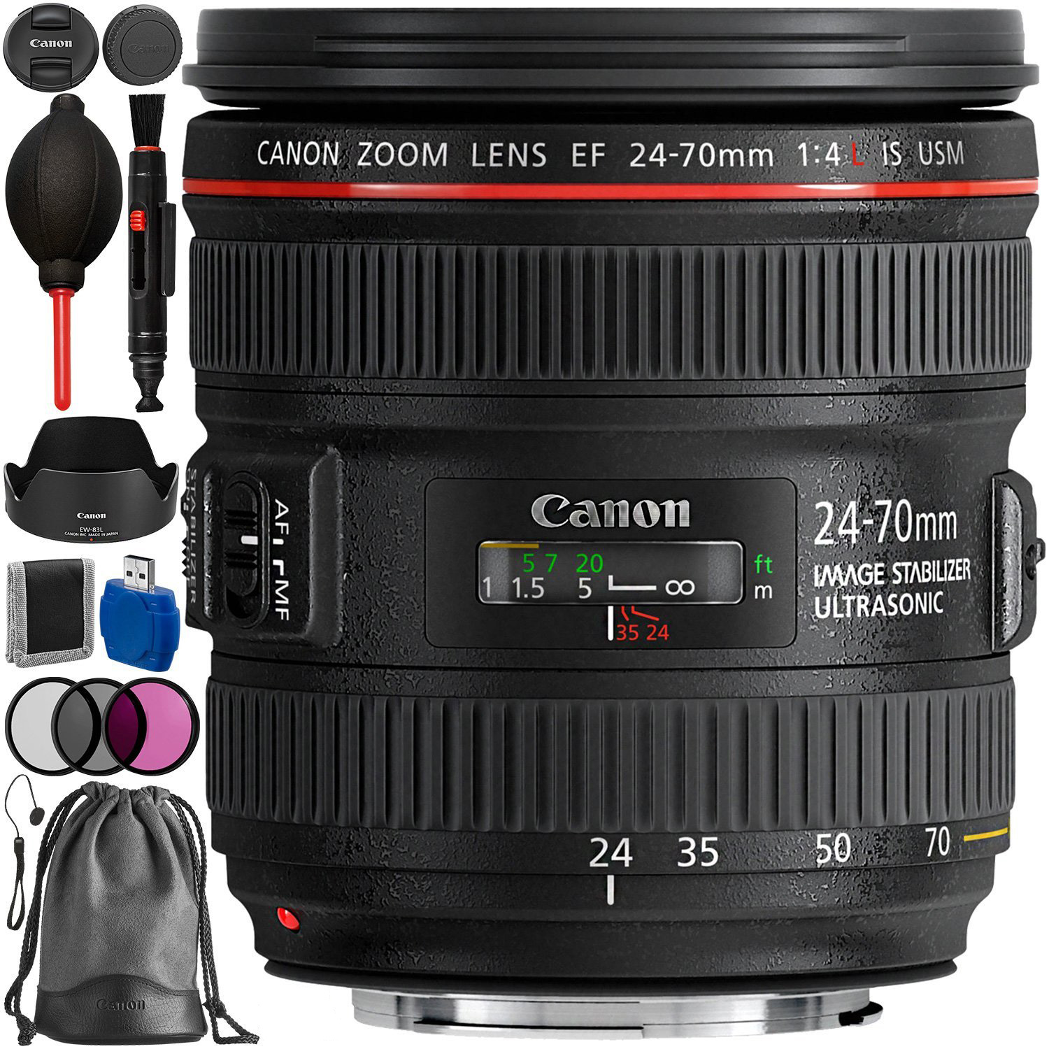 Canon EF 24-70mm f/4L IS USM Lens Accessory Bundle