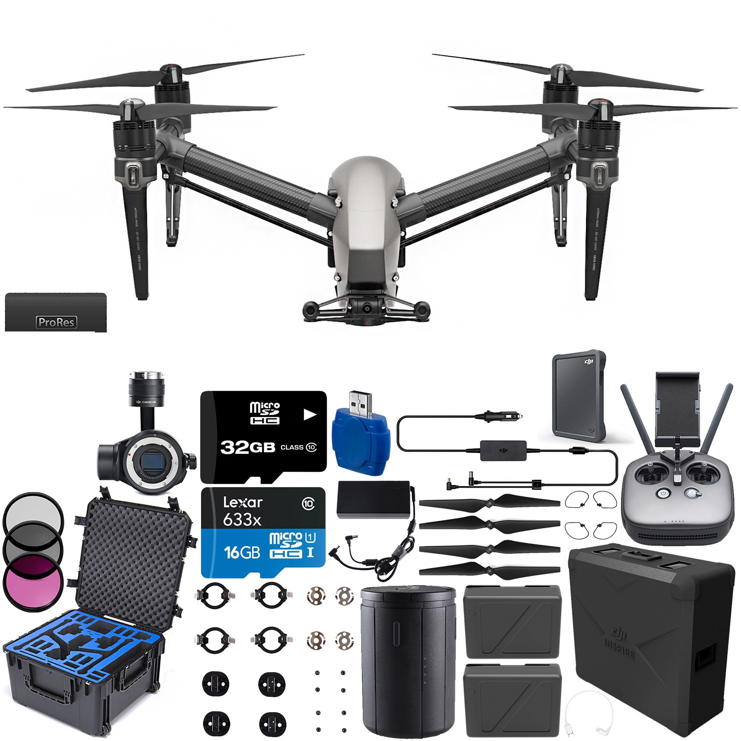 DJI Inspire 2 Quadcopter with Apple Pro Res License Accessory Bundle