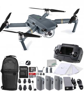 DJI Mavic Pro Collapsible Quadcopter Drone Ultimate Backpack Bundle with Remote Controller, Intelligent Flight Battery, 8330 Folding Propellers, Gimbal Clamp, Charger, 16GB microSD Card + More