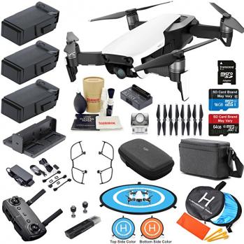 DJI Mavic Air Fly More Combo (Arctic White) With 3 Batteries, 4K Camera Gimbal Bundle Kit with Must Have Accessories 