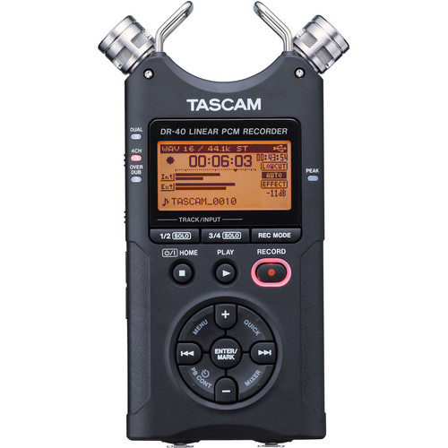 Tascam DR-40 4-Track Handheld Digital Audio Recorder (Black)