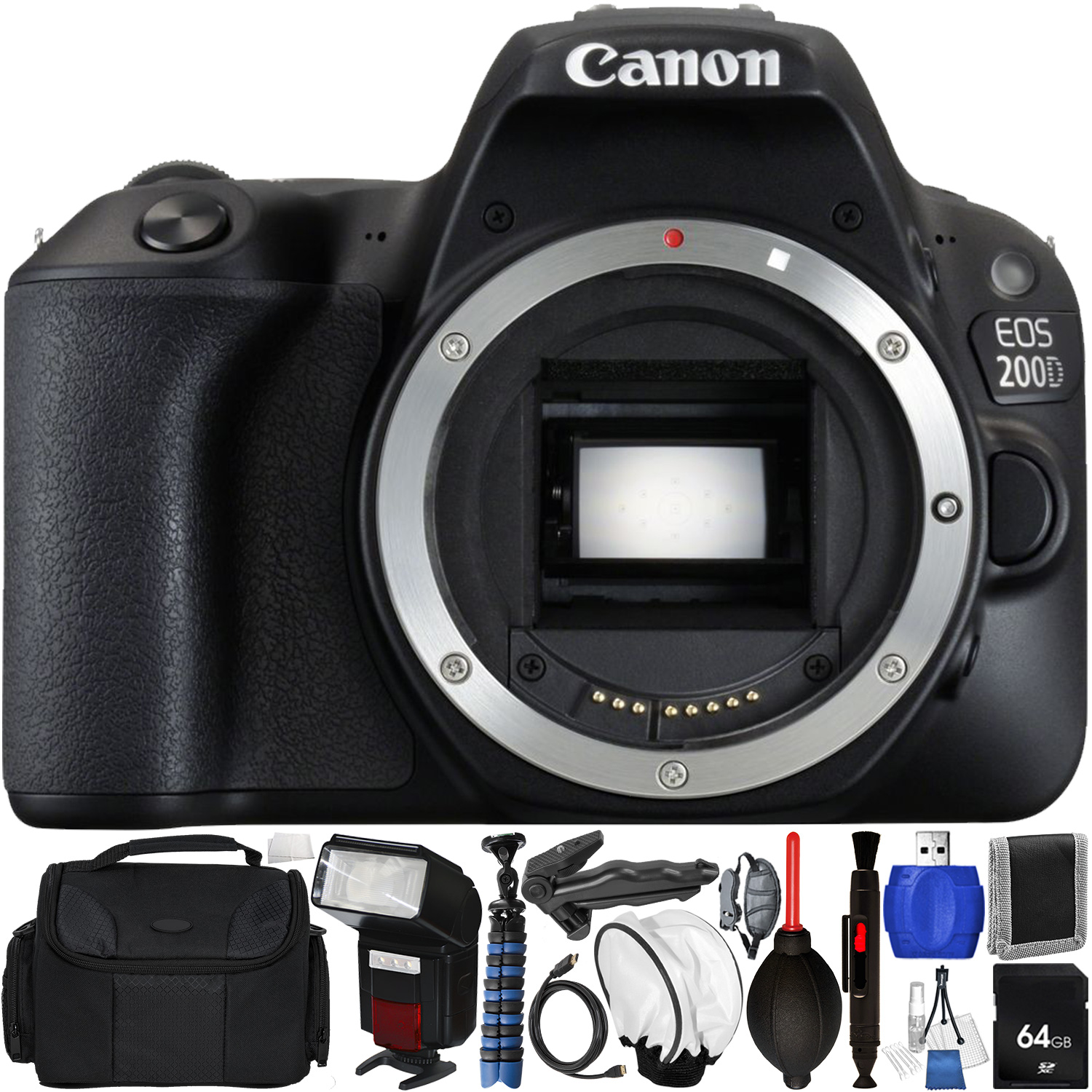 Canon EOS 200D Rebel SL2 DSLR Camera (Body Only, Black) - Pro Bundle