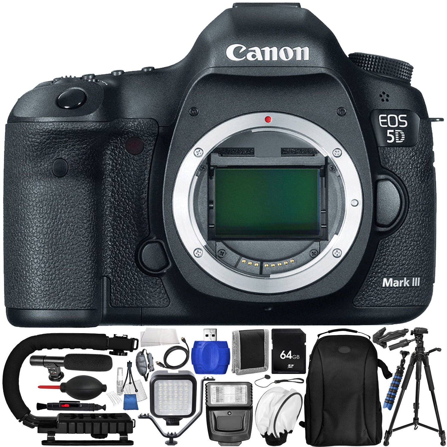 Canon EOS 5D Mark III DSLR Camera (Body Only) with Accessory Bundle