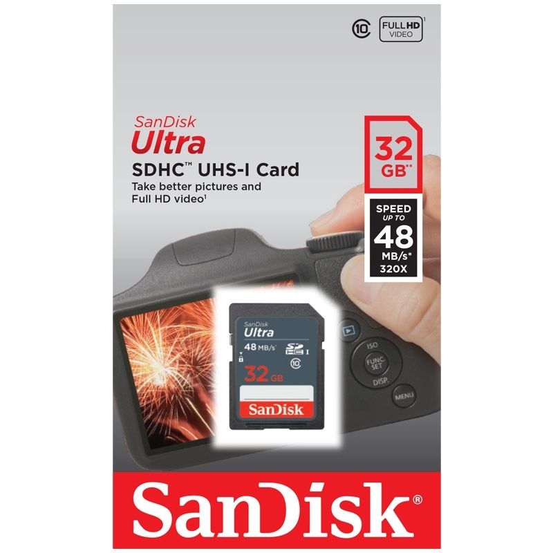 Sandisk 32GB SD Class 10 SDHC Flash 48MB/s Memory Card (SDSDUNB-032G-GN3IN)