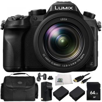 Panasonic Lumix DMC-FZ2500 Digital Camera 8PC Kit - Includes 64GB SD Memory Card, 2 Replacement Batteries, Carrying Case, More