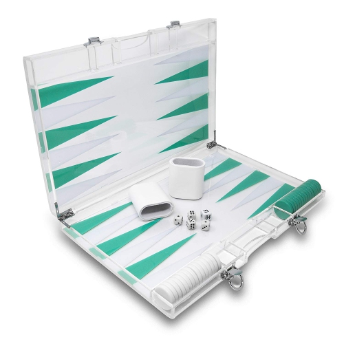 Rolling 66 16-Inch Lucite Deluxe Backgammon Set (Turquoise)