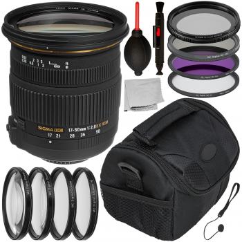 Sigma 17-50mm f/2.8 EX DC OS HSM Zoom Lens for Nikon DSLRs with APS-C Sensors with Accessory Bundle
