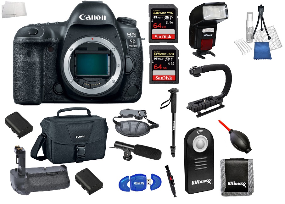 Canon EOS 5D Mark IV Digital SLR Full Frame Camera Body Only  19PC Professional Bundle Package