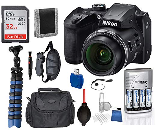 Nikon Coolpix B500 Black 16MP 40x Optical Zoom Digital Camera Package Deal Bundle