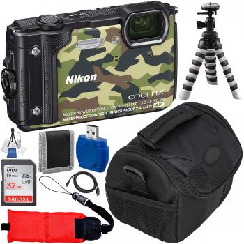 Nikon COOLPIX W300 Digital Camera (Camouflage) with Accessory Bundle