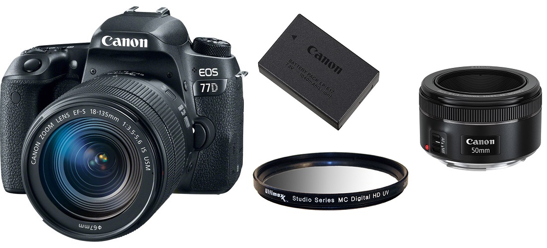 Canon EOS 77D with 18-135mm USM Prime Lens Kit
