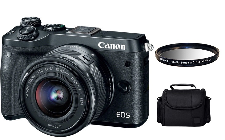 Canon EOS M6 with 15-45mm Lens Prime Lens Kit