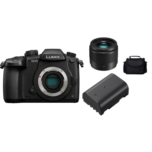 Panasonic Lumix DC-GH5 Mirrorless Micro Four Thirds Digital Camera with 25mm/F1.7 Prime Lens Kit
