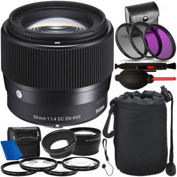 Sigma 56mm f/1.4 DC DN Contemporary Lens for Sony E with Accessory Bundle