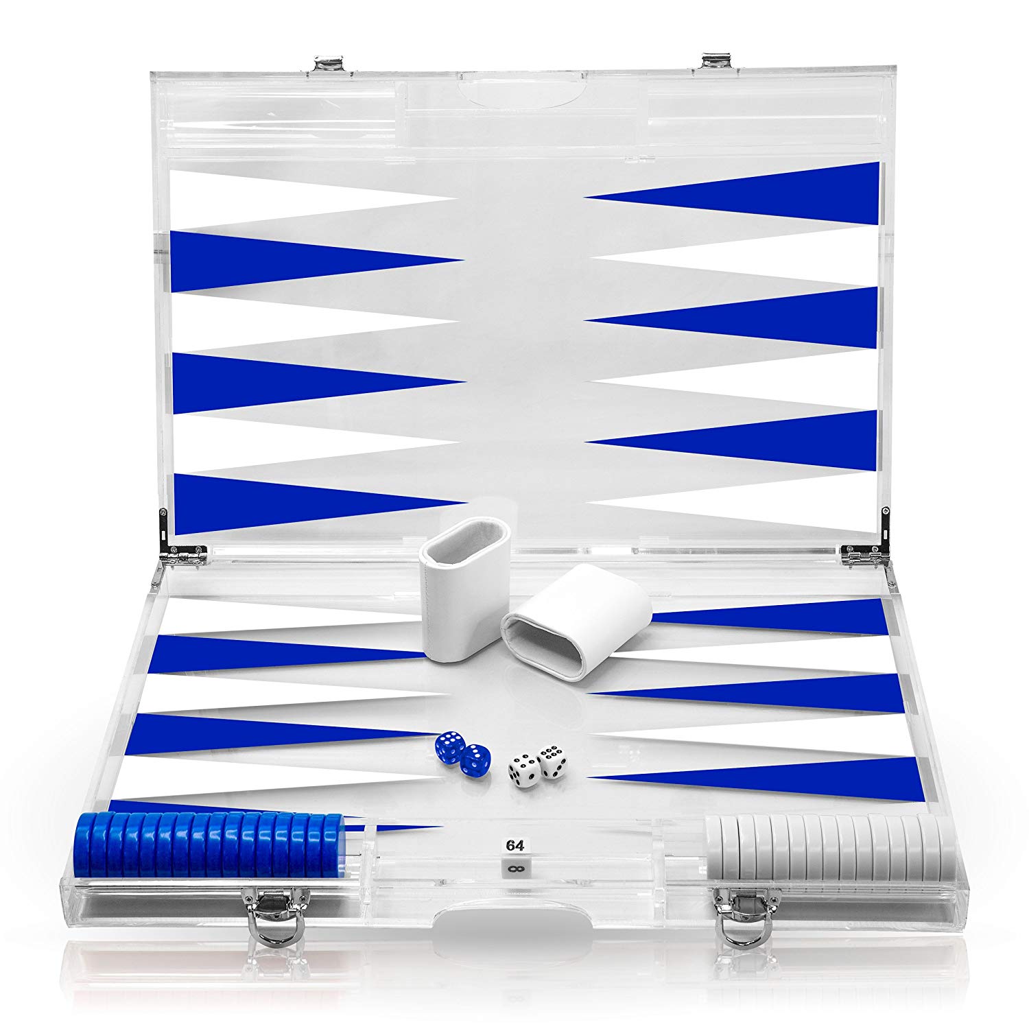 Rolling 66 18-Inch Lucite Deluxe Backgammon Set (Blue)