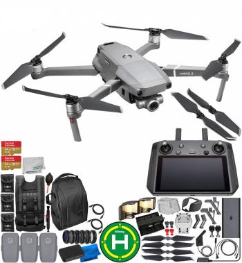 DJI Mavic 2 Zoom Drone Quadcopter with 24-48mm Optical Zoom Camera with Smart Controller Ultimate 3-Battery Bundle