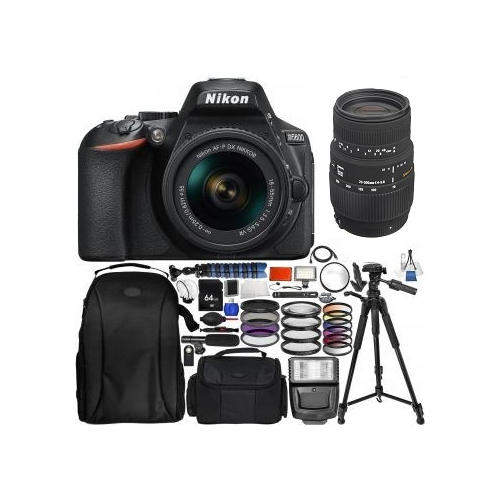 Nikon D5600 DSLR Camera with 18-55mm Lens, Sigma 70-300mm f/4-5.6 DG Autofocus Lens & Accessory Bundle