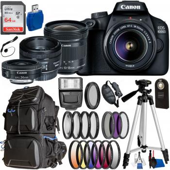Canon EOS 4000D / Rebel T100 DSLR Camera With 18-55mm, 10-18mm