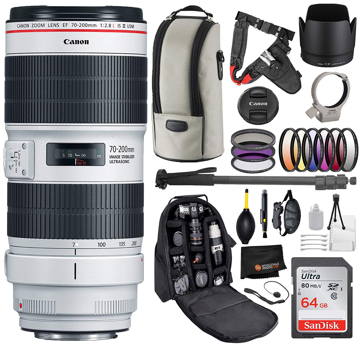 Canon EF 70-200mm f/2.8L IS III USM Lens with Professional Bundle Package Deal