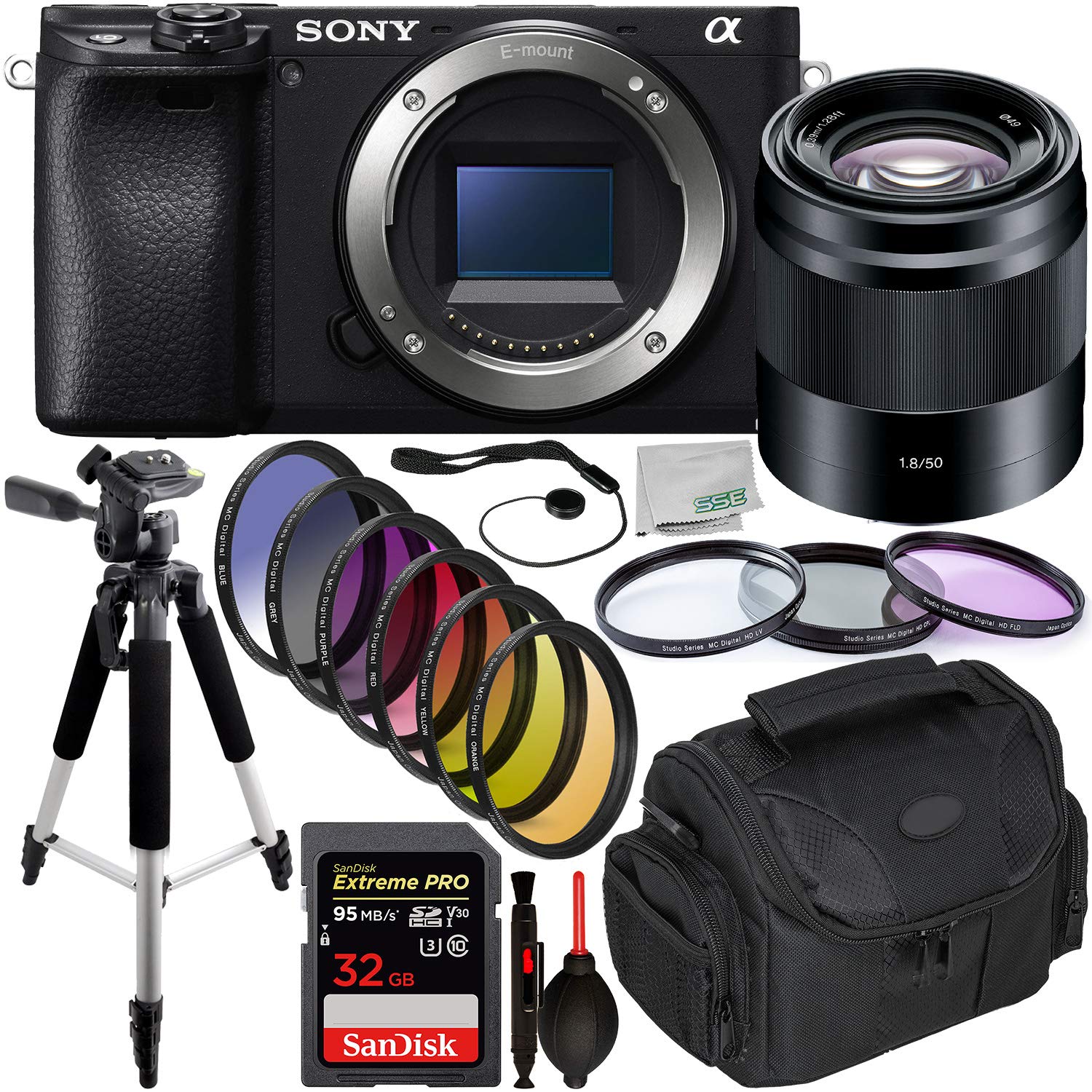 Sony Alpha a6400 Mirrorless Digital Camera with Sony 50mm Lens & Essential Accessory Bundle