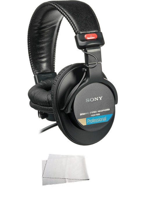 Sony MDR-7506 Headphones with Microfiber Cleaning Cloth