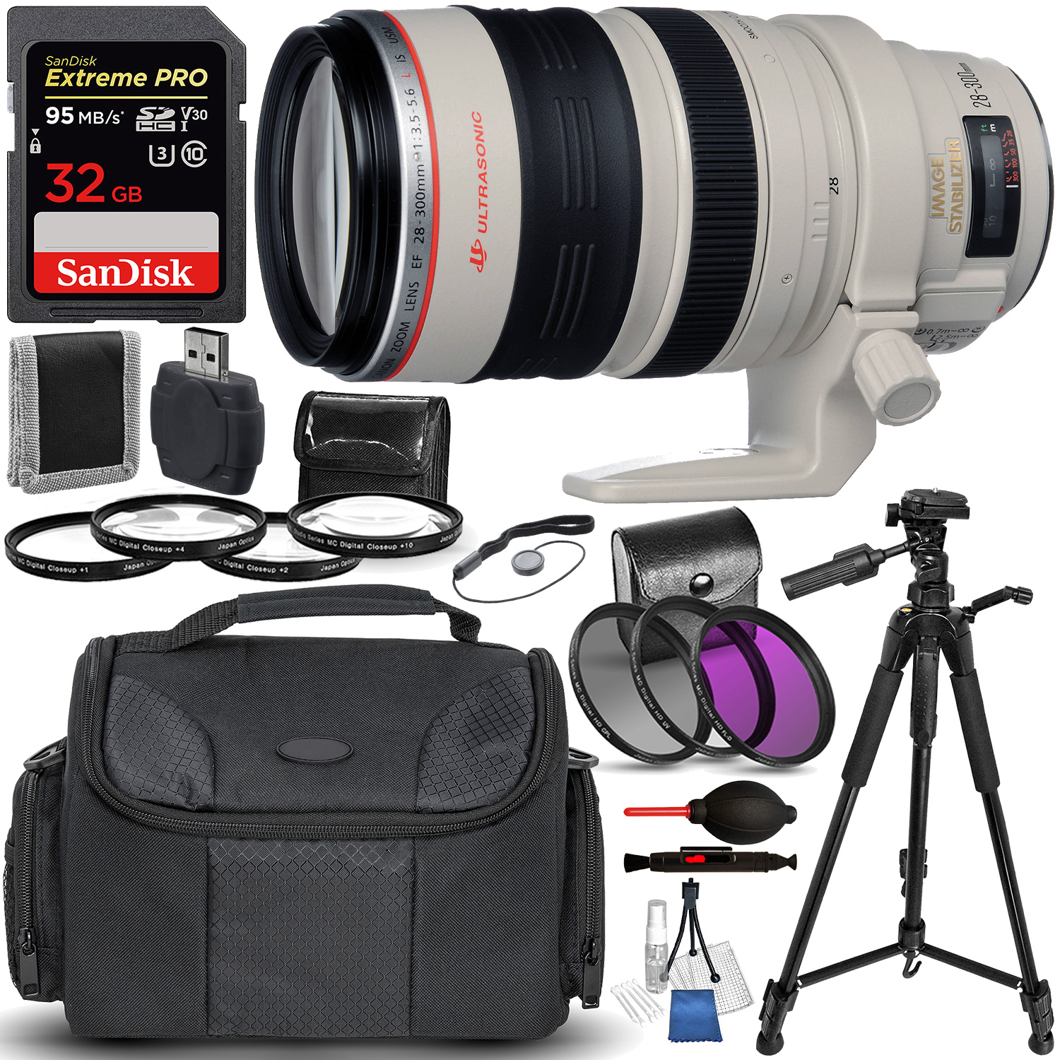 Canon EF 28-300mm f/3.5-5.6L IS USM Lens and Deluxe Accessory Bundle