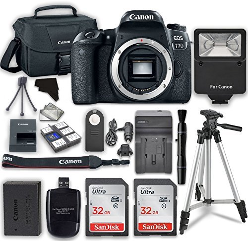 Canon EOS 77D 24.2 MP Digital SLR Camera Body with Wi-Fi & Bluetooth and Accessory Bundle