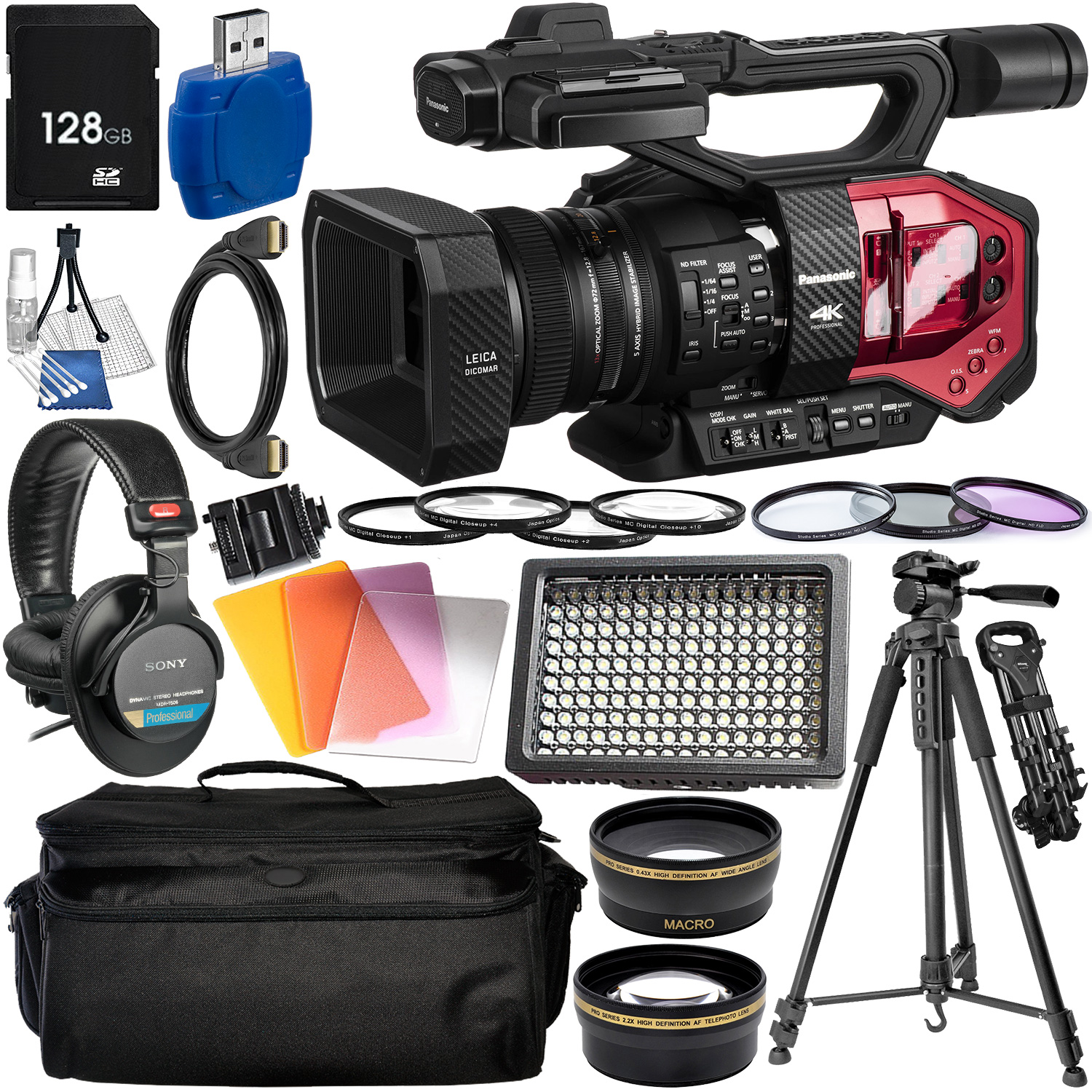 Panasonic AG-DVX200 4K Professional Camcorder with Essential Accessory Bundle