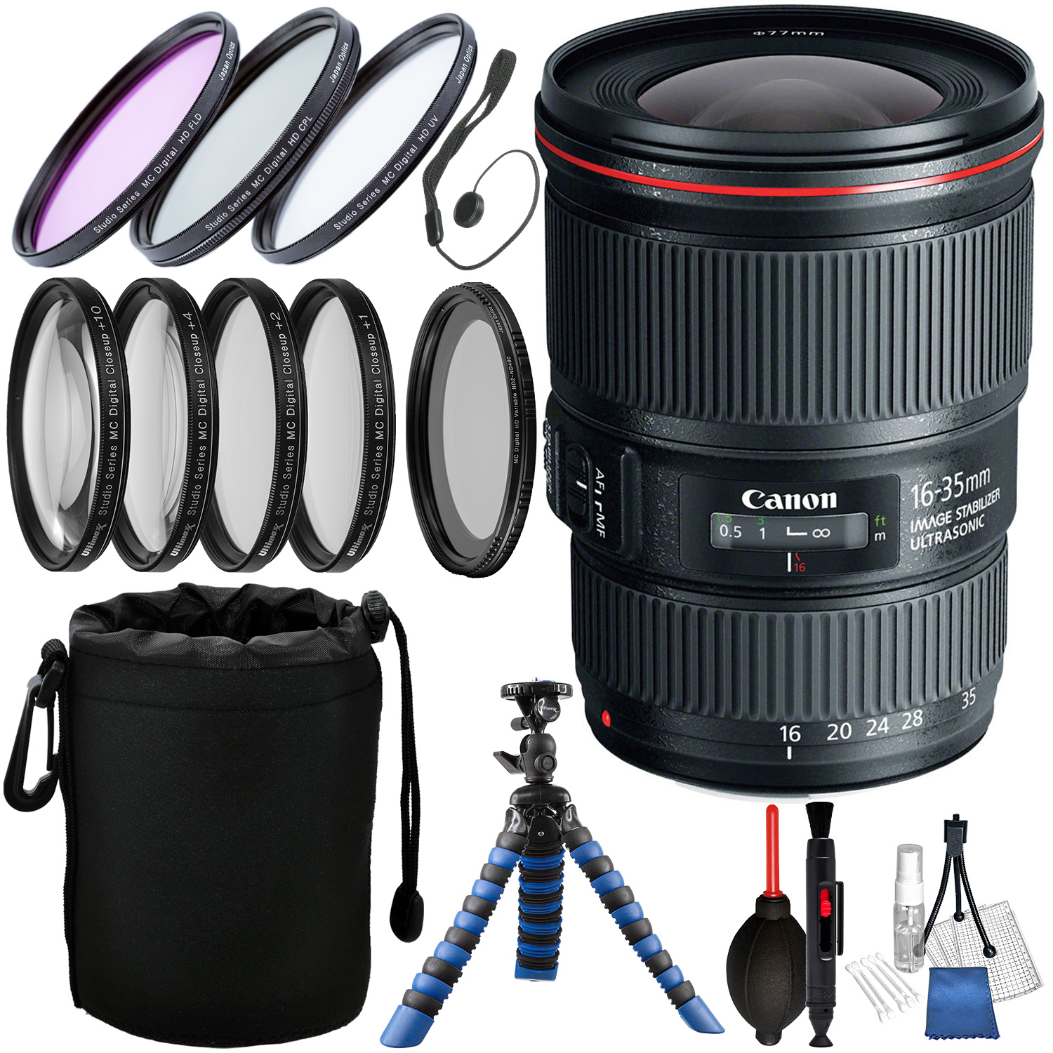 Canon EF 16-35mm f/4L IS USM Lens with Accessory Bundle