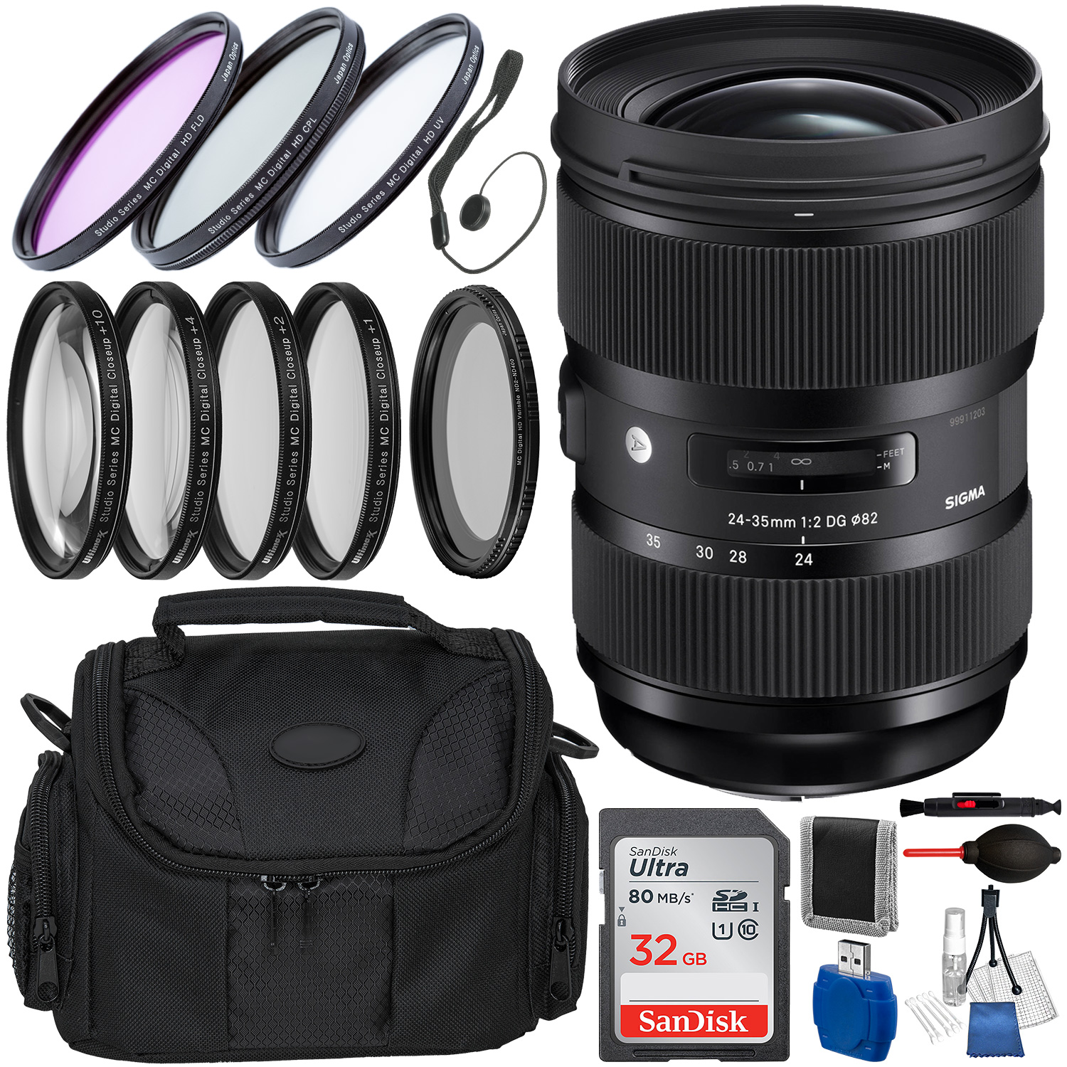 Sigma 24-35mm f/2 DG HSM Art Lens for Canon EF and Accessory Bundle