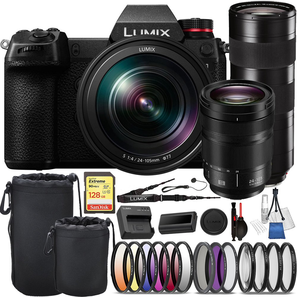 Panasonic Lumix DC-S1 Mirrorless Digital Camera with 24-105mm - DC-S1MK and Leica APO-Vario-Elmarit-SL 90-280mm f/2.8-4 Lens - 11175 Pro Bundle