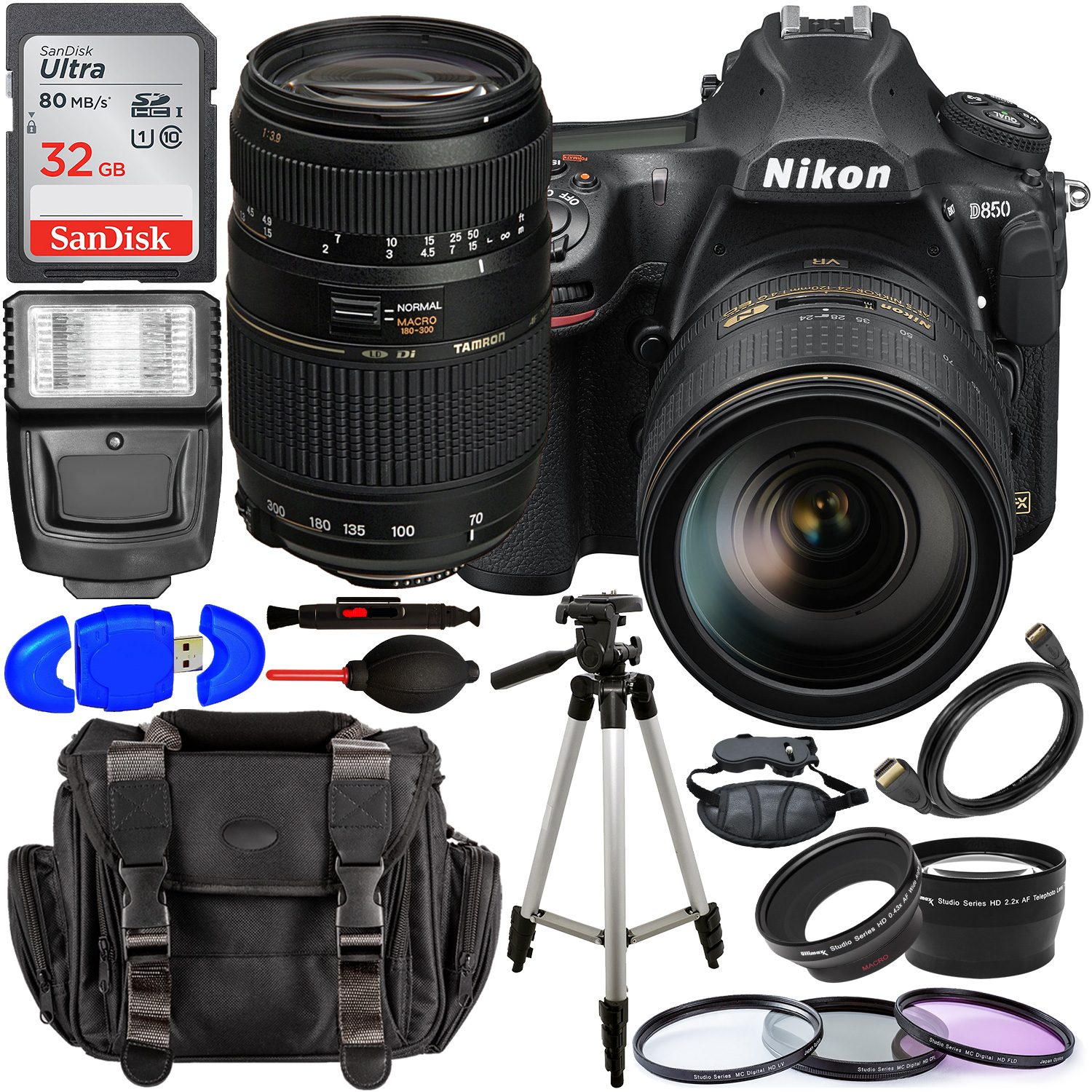 Nikon D850 DSLR Camera with 24-120mm Lens - 1585 with Accessory Bundle