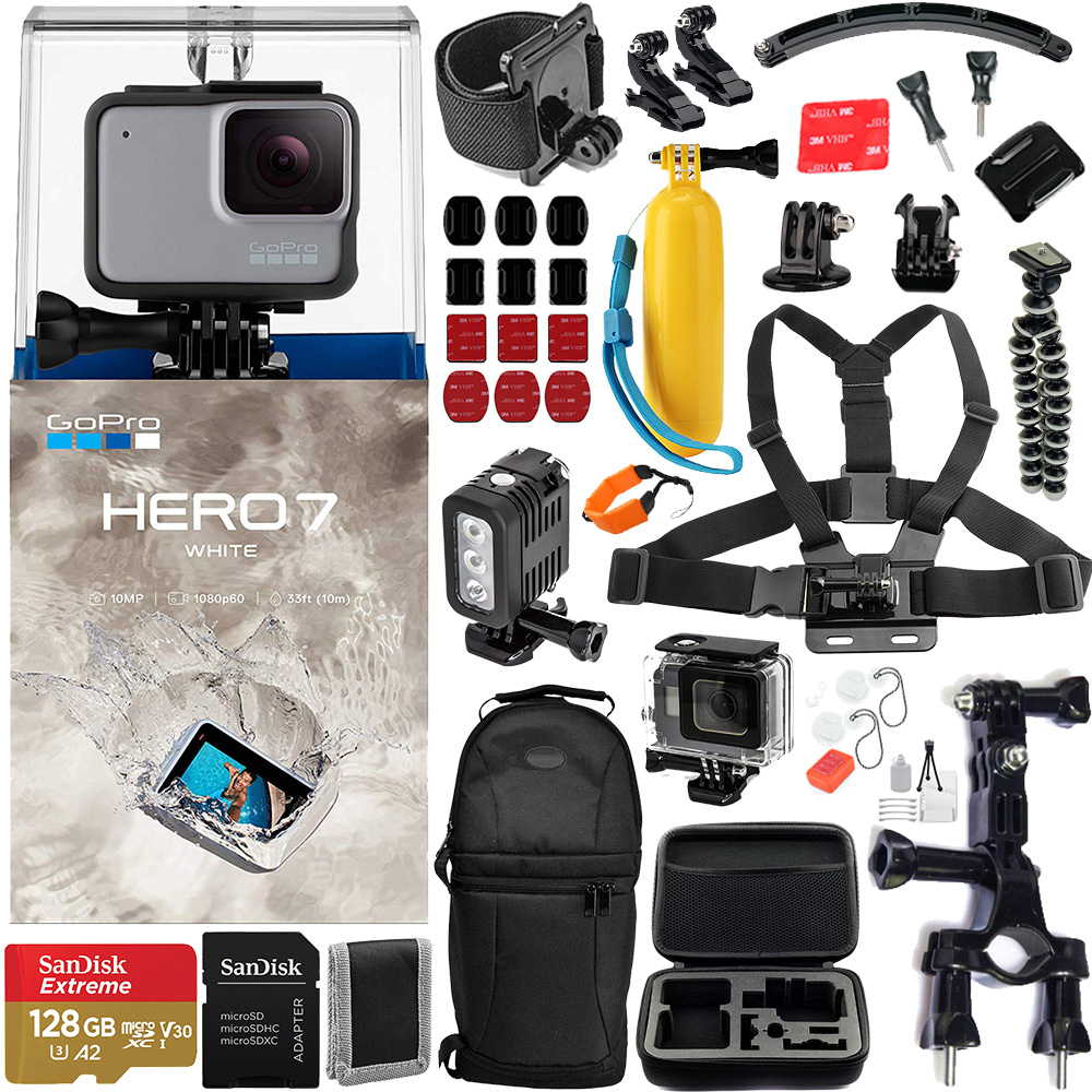 Gopro Hero7 White - CHDHB-601 with Pro Action Accessory Bundle
