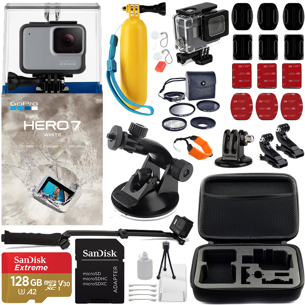 Gopro Hero7 White - CHDHB-601 with Must Have Accessory Bundle