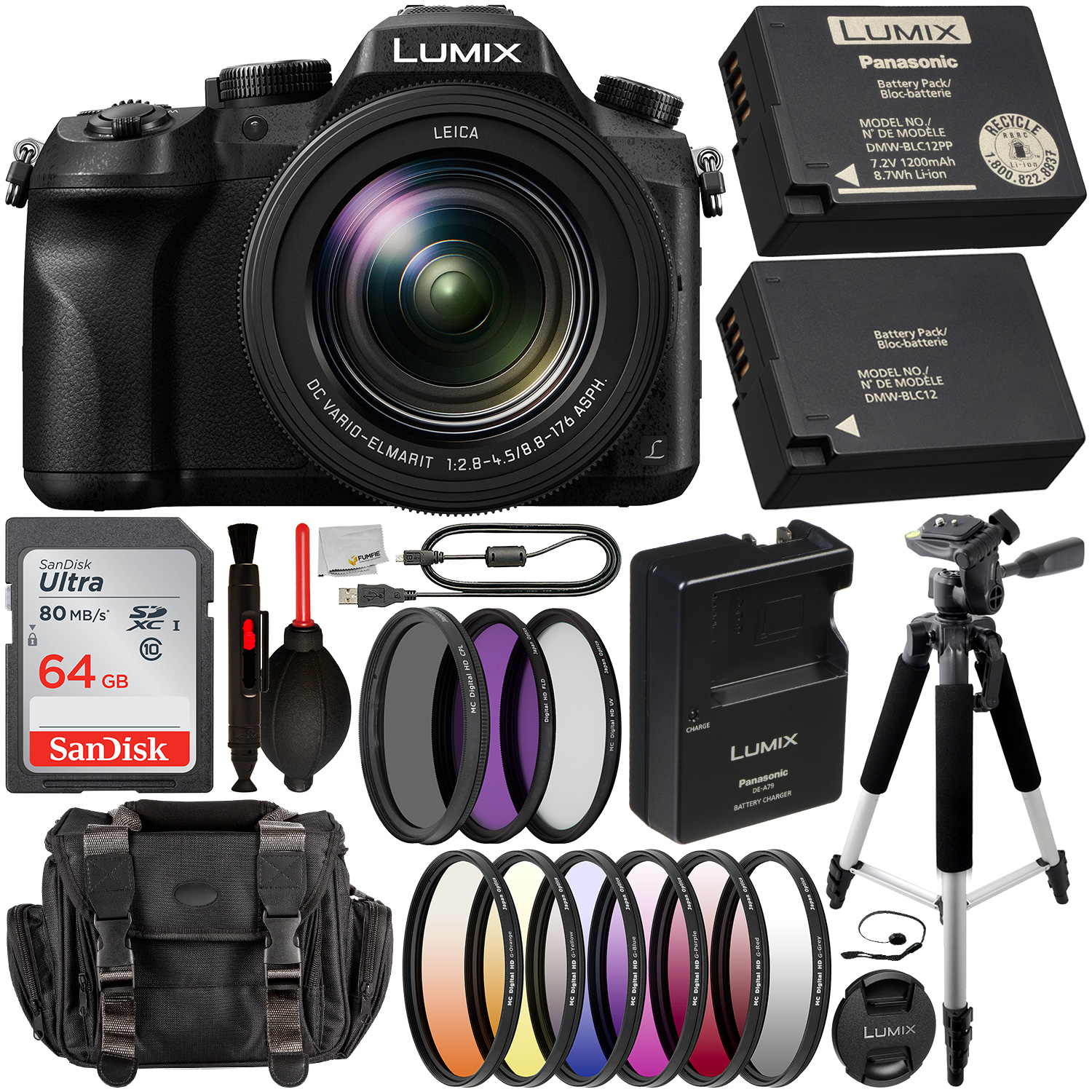 Panasonic Lumix DMC-FZ2500 Digital Camera with Essential Accessory Bundle