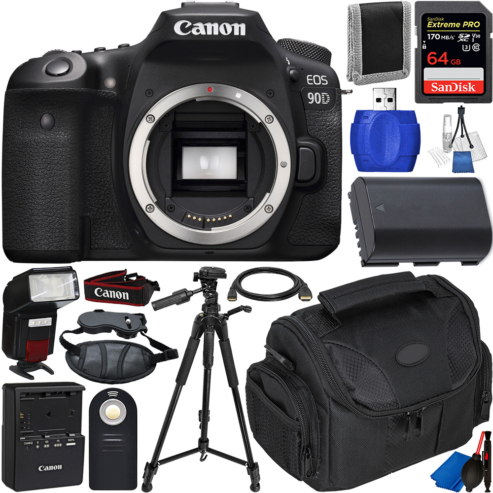 Canon EOS 90D DSLR Camera (Body Only) - 3616C002 with Accessory Bundle