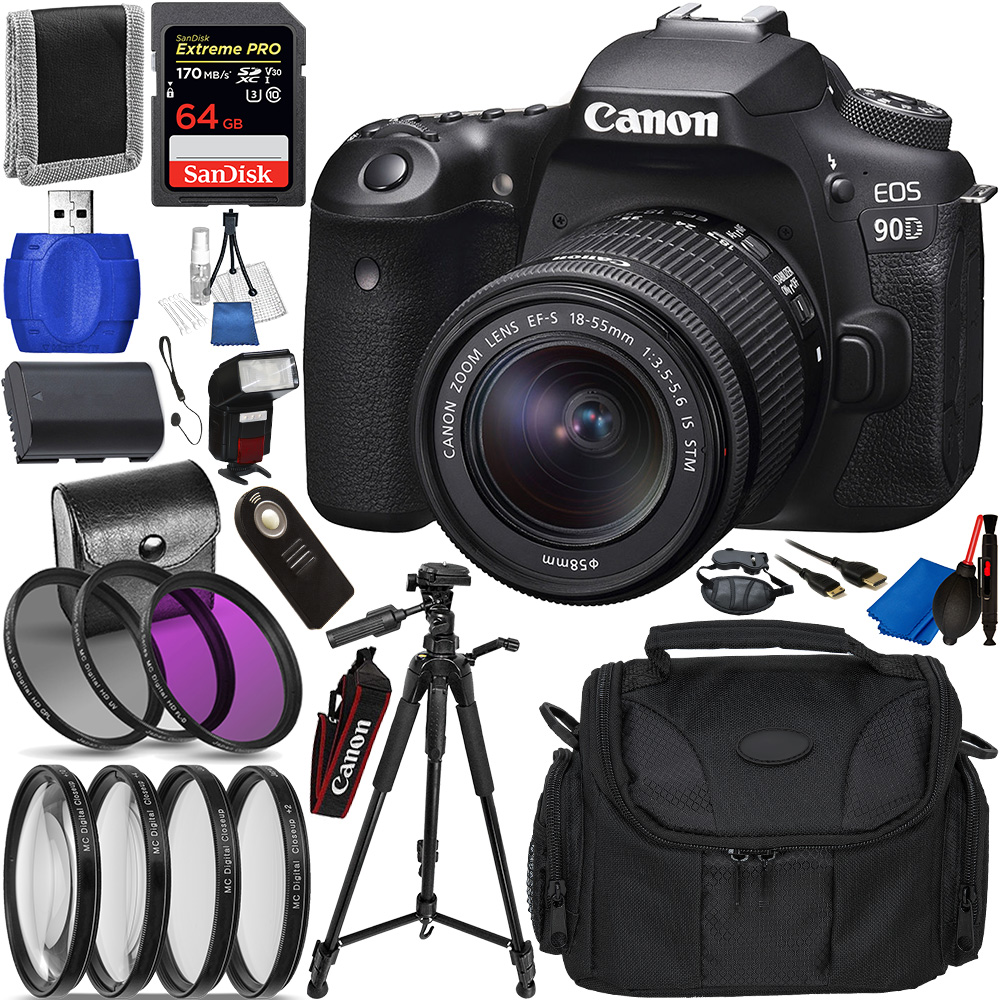 Canon EOS 90D DSLR Camera with 18-55mm Lens - 3616C009 Essential Bundle