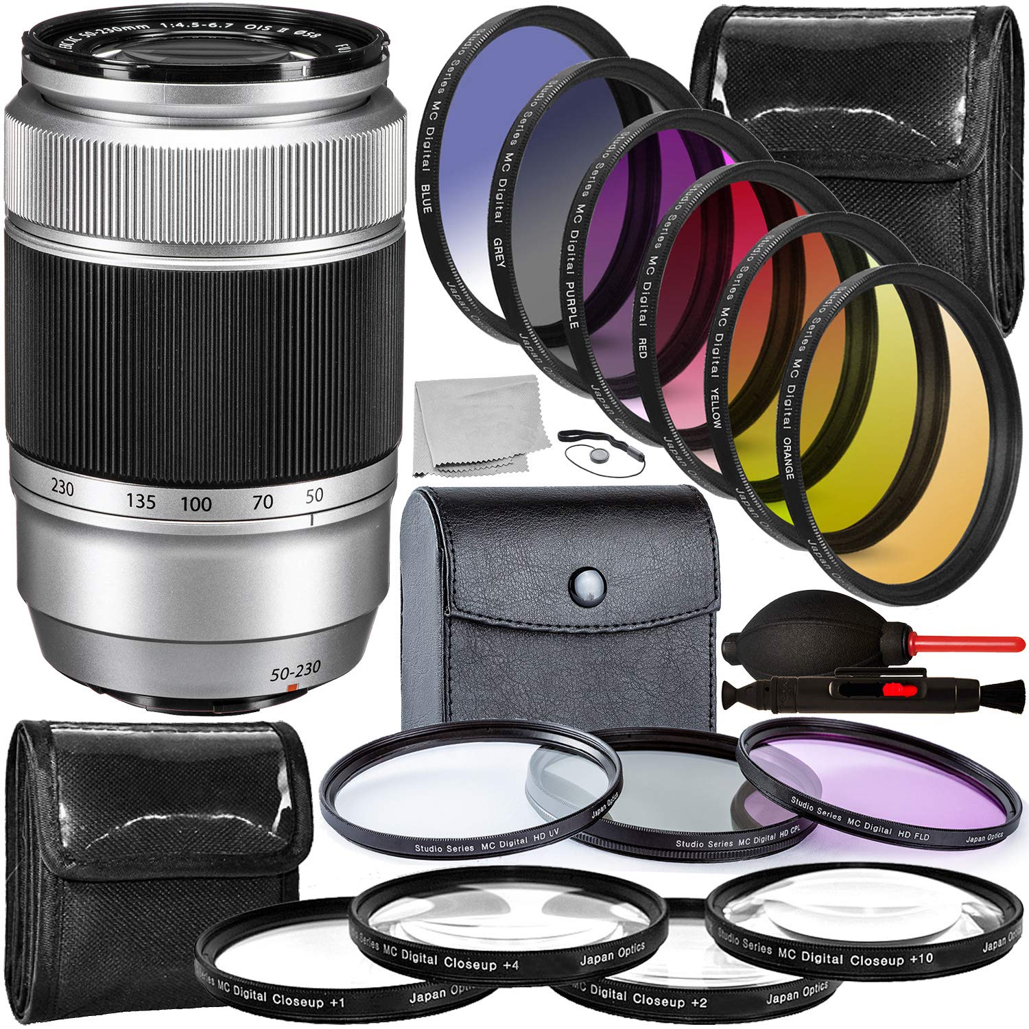 FUJIFILM XC 50-230mm f/4.5-6.7 OIS II Lens (Silver) - 16460795 with Accessory Bundle