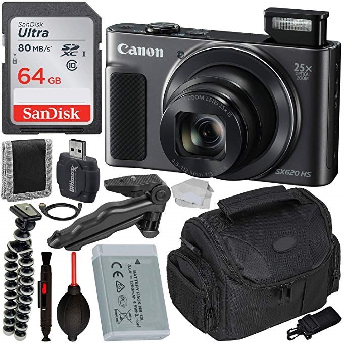 Canon PowerShot SX620 HS Digital Camera (Black) - 1072C001 With