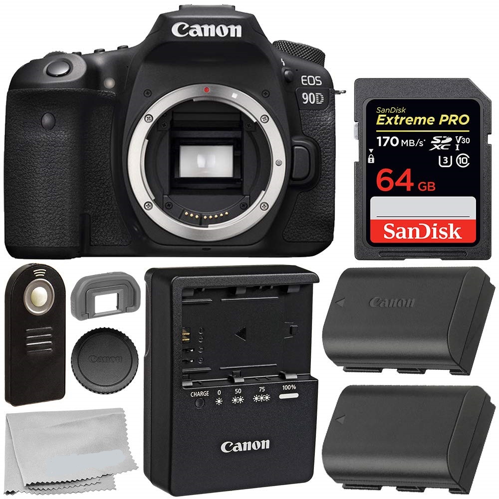 Canon EOS 90D DSLR Camera (Body Only) - 3616C002 with Starter Bundle