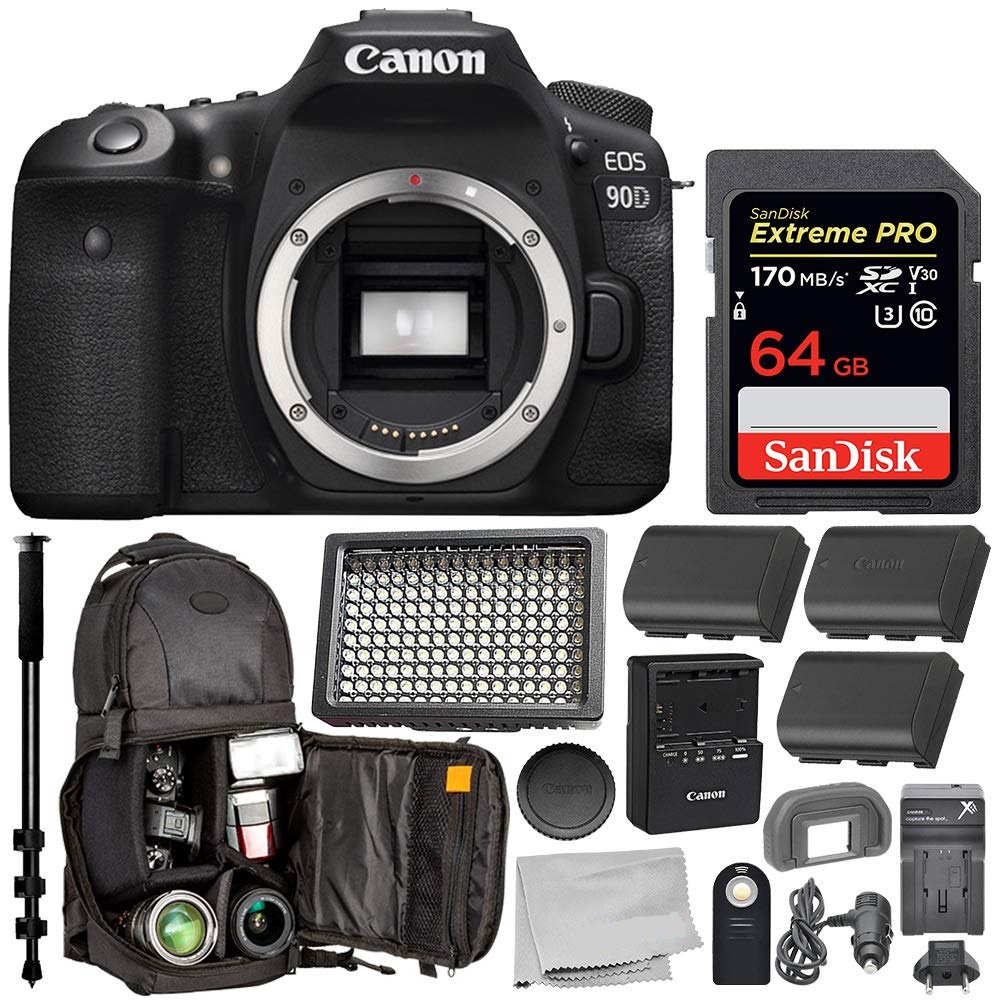 Canon EOS 90D DSLR Camera (Body Only) - 3616C002 with Essential Bundle