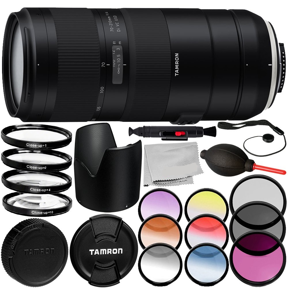Tamron 70-210mm f/4 Di VC USD Lens for Nikon F - AFA034N-700 and Essential Accessory Bundle